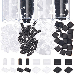 (52) Непрозрачная лаванда 440шт 4 стили непрозрачные акриловые подвески-слайды, квадрат и прямоугольник, разноцветные, 2.3~5.2x5.2x2 мм, отверстие : 0.8 мм