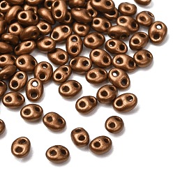 Сиена 10g непрозрачные цветные стеклянные бусины, 2-луночное, овальные, цвет охры, 5.5x4x2.5 мм, отверстие : 1 мм