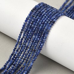 Содалитовое Природный содалит бисер нитей, граненые круглые, 2~2.5 мм, отверстие : 0.5 мм, около 177~180 шт / нитка, 15.24'' (38.7 см) ~ 15.75'' (40 см)