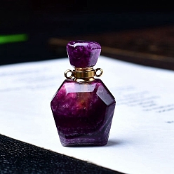 Флюорит Флаконы для духов из натурального флюорита, многоразовые бутылки с эфирным маслом, 2.1x3.3 см, емкость: 0.88 мл (0.03 жидких унций)