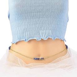 Ляпис-Лазурь Летние украшения талия из бисера, цепочка для тела из стеклянных бусин, с естественной ляпис-лазури бисера, выводы из латуни и 304 нержавеющей стали, бикини украшения для женщины девушки, 31.50~31.69 дюйм (80~80.5 см)
