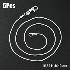 Серебро Колье из латуни, круглая цепочка в виде змеи с застежкой в виде когтей омара, для изготовления колье из бисера, серебряные, 15.75 дюйм (40 см)