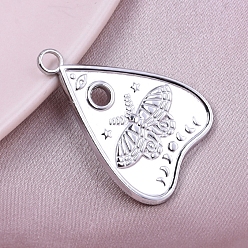 Stainless Steel Color Non-Tarnish 304 Stainless Steel Pendants, Talking Boards with Moth Charm, Stainless Steel Color, 28x20x1.8mm, Hole: 2.5mm