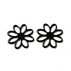 Черный 201 филигранные столяры из нержавеющей стали, окрашенные распылением, цветок, чёрные, 16x1 мм, внутренний диаметр: 2.5x4.5 мм