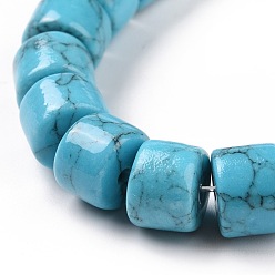Deep-Sky-blau Synthetischen Türkis Spalte Perlenstränge, gefärbt, Deep-Sky-blau, 8x6 mm, Bohrung: 1 mm, ca. 70 Stk. / Strang, 15.75 Zoll