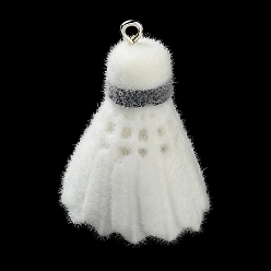 Sports Флокированные непрозрачные подвески из смолы на спортивную тематику, с железной платиной петлей, бадминтон, 35x24 мм, отверстие : 2 мм