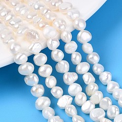 Кремово-белый Нити из натурального культивированного пресноводного жемчуга, самородки, кремово-белые, 5~6x5~6.5x3~5 мм, отверстие : 0.5~0.6 мм, около 32~33 шт / нитка, 6.89~7.09'' (17.5~18 см)