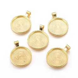 Golden Metal Alloy Pendant Cabochon Settings, Plain Edge Bezel Cups, DIY Findings for Jewelry Making, Golden, Cadmium Free & Lead Free, Tray: 24.5mm, 37x28x6.5mm, Hole: 6x4mm