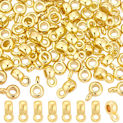 Oro 80 fianzas de tubo de latón, fianzas de bucle, sin plomo y cadmio, barril, dorado, 6x3.8x3 mm, agujero: 1.2 mm