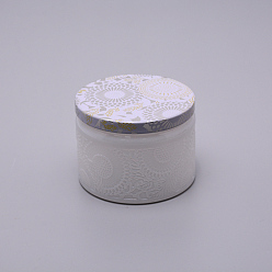White Glass Storage Box, Container for Jewelry, Aromatherapy Candle, Candy Box, with Slip-on Lid, Flower Pattern, White, 7.1x5.2cm, Capacity: 125ml(4.23 fl. oz)