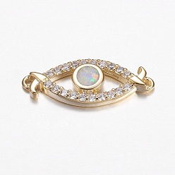 Champagner gelb Messing Mikro ebnen Zirkonia Links, mit synthetischen Opal, Auge, golden, Champagner gelb, 8x20x3 mm, Bohrung: 1 mm