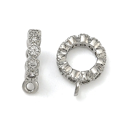 Платина Латунные поручни из кубического циркония с микропаве, долговечный, стойки покрытие, платина, 13x10x3 мм, отверстие : 1.4 мм, внутренний диаметр: 6 мм