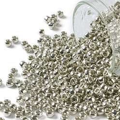 (714) Metallic Silver Тохо 8/0 круглые бусины, японский бисер, (714) серебристый металлик, 3 мм, отверстие : 1 мм, Около 222 шт / 10 г
