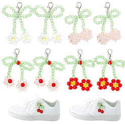 (52) Непрозрачная лаванда 8 шт. 4 стили подвесные украшения из вишневого стекла, с застежками-лобстерами, разноцветные, 57~57.5 мм, 2 шт / стиль