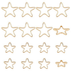 Звезда 32шт 2 латунные соединительные кольца, реальный 14 k позолоченный, звезда, 7~10.5x7.5~11x1 мм, внутренний диаметр: 6~9x6.2~9 мм, 16 шт / стиль