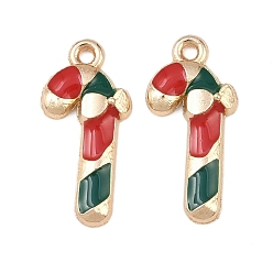 Candy Cane Рождественские эмали сплава подвески, золотой свет, шоколадная конфета, 20.5x9.5x3 мм, отверстие : 1.4 мм