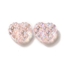 Pink Transparent Acrylic Beads, Heart, Pink, 17.2~17.4x20~20.4x9.6mm, Hole: 3~3.2mm