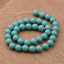 Dark Turquoise Polished Round Grade A Shell Pearl Bead Strands, Dark Turquoise, 6mm, Hole: 1mm, about 64pcs/strand, 15.7 inch