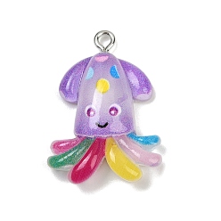 Осьминог Подвески из смолы в виде морских организмов, с платиновыми тоновыми железными петлями, осьминог, 29x20.5x7.5 мм, отверстие : 2 мм