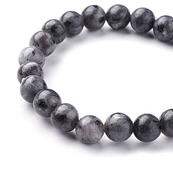 Labradorite Natural Labradorite Beads Stretch Bracelets, Round, 2 inch~2-1/8 inch(5.2~5.5cm), Beads: 8~9mm