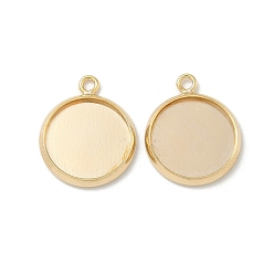 Настоящее золото 24K Плоские круглые настройки кабошон латунь подвесные, стеллажное покрытие круглые пустые поддоны с окантовкой, долговечный, без свинца и без кадмия, реальный 24 k позолоченный, лоток : 12 мм, 17x14x2 мм, отверстие : 1.5 мм
