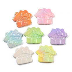 (52) Непрозрачная лаванда Переливающиеся акриловые бусины с УФ-покрытием, дом, разноцветные, 31x37x5.5 мм, отверстие : 2.5 мм