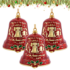 Красный 3Подвески из сплава для сумок, колокол, красные, 73x61 мм, отверстие : 3.5 мм