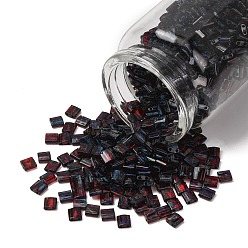 (TL4504) Transparent Ruby Picasso Миюки тила бусины, японский бисер, 2-луночное, (tl4504) прозрачный рубин Пикассо, 5x5x1.9 мм, отверстие : 0.8 мм, Около 118 шт / 10 г