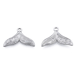 Нержавеющая Сталь Цвет Не тускнеющие 201 подвески из нержавеющей стали, рыбий хвост, цвет нержавеющей стали, 17x25.5x2 мм, отверстие : 2 мм