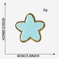 Бледно-бирюзовый Полотенце в стиле вышивки ткань гладить/пришивать заплатки, аппликация, значки, для одежды, платье, шляпа, джинсы, украшения своими руками, звезда, бледные бирюзовая, 60x60 мм