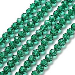 чирок Прозрачные стеклянные бусины, граненые, двухконусные, зелено-синие, 5.5~6x5 мм, отверстие : 1.2 мм, около 78~79 шт / нитка, 15.35~15.55'' (39~39.5 см)