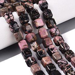 Rhodonite Natural Rhodonite Beads Strands, Cuboid, 10~12x9~10x9~10mm, Hole: 0.6~0.9mm, about 32~36pcs/strand, 14.37~16.34(36.5~41.5cm)