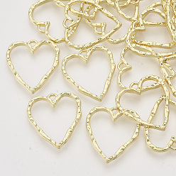 Light Gold Стойки из пластика с открытыми задними подвесками, для diy уф смолы, эпоксидная смола, Прессованные цветочные украшения, сердце, золотой свет, 23x20~21x2 мм, отверстие : 1.6 мм