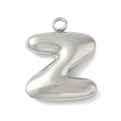 Letter Z 304 начальные подвески из нержавеющей стали, цвет нержавеющей стали, Письмо Z, 16~18x6~18x3 мм, отверстие : 1.8 мм