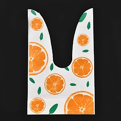 Orange Plastic Candy Bags, Rabbit Ear Bags, Gift Bags, Two-Side Printed, Orange Pattern, 22x13.8x0.05cm, about 45~50pcs/bag