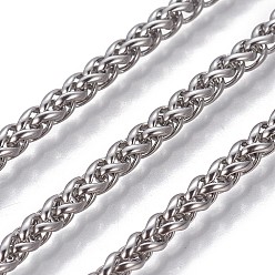 Stainless Steel Color 304 Stainless Steel Wheat Chains, Foxtail Chain, Unwelded, Stainless Steel Color, 3mm