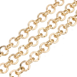 Golden Aluminium Rolo Chains, Unwelded, with Spool, Golden, 6.5x1mm, about 98.43 Feet(30m)/Roll