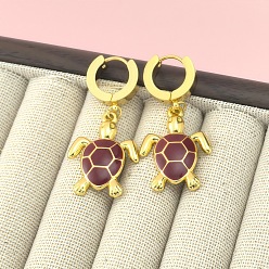 Сиена 201 обруч серьги из нержавеющей стали эмаль, черепаха, золотые, цвет охры, 41x18 мм