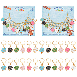 (52) Непрозрачная лаванда Маркеры петель с замком в виде клевера из легированной эмали, 304 маркеры петель с застежками из нержавеющей стали, разноцветные, 3.4 см, 6 цвет, 2 шт / цвет, 12 шт / комплект