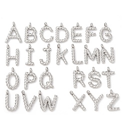 Нержавеющая Сталь Цвет 26 шт. 304 подвески из нержавеющей стали, Письмо ~ Z, цвет нержавеющей стали, 13~15x5.5~12x3 мм, отверстие : 2 мм