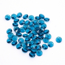 Dodger Blue Glass Charms, Faceted, Cone, Dodger Blue, 8x4mm, Hole: 1~1.2mm
