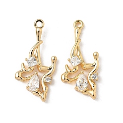 Прозрачный Латунные микро проложить кубического циркония подвески, без никеля , бабочка, реальный 18 k позолоченный, прозрачные, 28.5x14.5x4.5 мм, отверстие : 1.6 мм