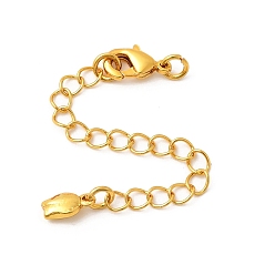 Золотой Латунный удлинитель цепи, с цветочной прелестью и омарами когтем застежками, золотые, 75 мм