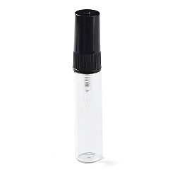 Claro 5 ml mini botellas de spray de vidrio recargables, con pulverizador de niebla fina de plástico y tapa antipolvo, para perfume, aceite esencial, Claro, 7.65x1.4 cm, capacidad: 5 ml (0.17 fl. oz)
