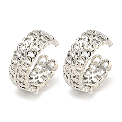 Платина Латунные серьги-каффы для женщин, форма цепи, платина, 13.5x5 мм