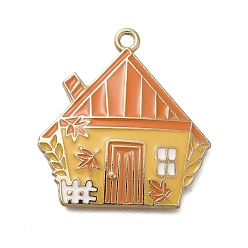 Дом Тематика дня благодарения стойка гальваническое покрытие сплав эмаль подвески, золотые, дом, 30x28x2.5 мм, отверстие : 2 мм