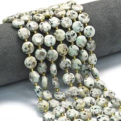 Джаспер Кунжут Природных кунжута яшмы бисер нитей, граненый шестиугольный разрез, плоско-круглые, с бисером, 10~10.5x6 мм, отверстие : 1 мм, около 31~32 шт / нитка, 15.35''~15.55'' (39~39.5 см)