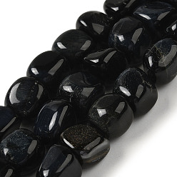 Tiger Eye Natural Blue Tiger Eye(Dyed & Heated) Beads Strands, Nuggets, Tumbled Stone, 8.5~11.5x8~11x8~10mm, Hole: 1.1mm, about 36~42pcs/strand, 15.55~15.94''(39.5~40.5cm)