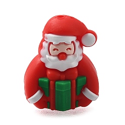Santa Claus Рождественская тема, силиконовые фокусные бусины, изготовление ожерелий diy, красные, Дед Мороз, 30x23.5x18 мм, отверстие : 2 мм