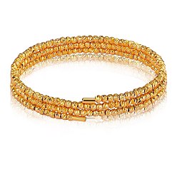 Doré  Bracelet manchette en perles de fleurs torsadées en laiton, bracelet triple couche, or, diamètre intérieur: 2-1/8 pouce (5.45 cm)